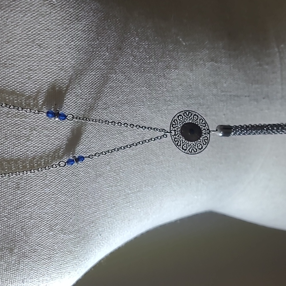 TRIPLE layered Blue Stones Necklace 💙 - Picture 9 of 14